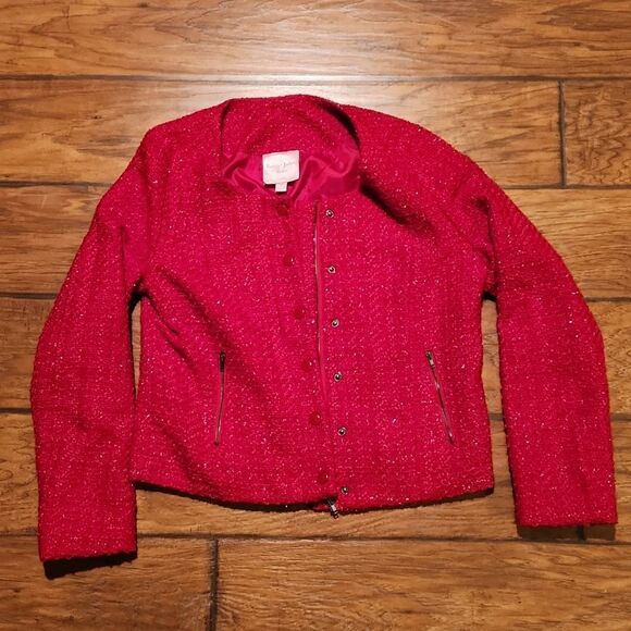 Romeo & Juliet Couture women's medium red zippered and snap front blazer… - Picture 1 of 7